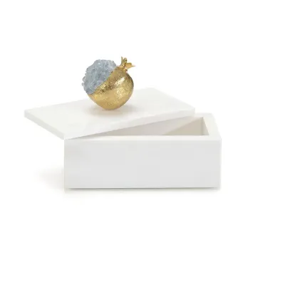 Cyanite Pomegranate And White Marble Box II 6"H x 8.25"W x 4.75"D