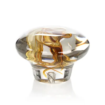 Abstract Amber Handblown Glass Sculpture