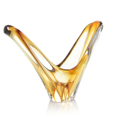 Divergent Amber Handblown Glass Sculpture