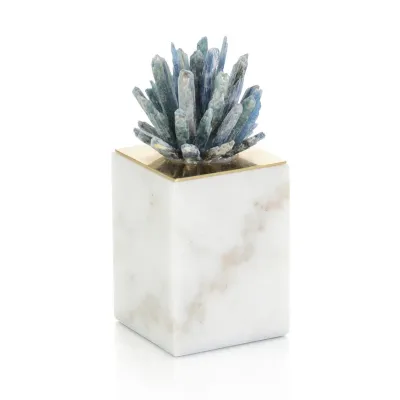 Cyanite Starburst on Marble Sculpture I