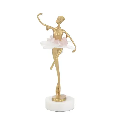 Selenite Ballet Sculpture on Marble Base III