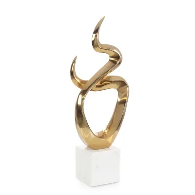 Flow State Sculpture on Marble II, Brass