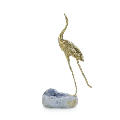 Brass Crane Sculpture on Kyanite I