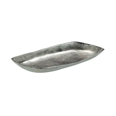 Scooped Metal Tray, Silver