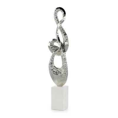 Coiled Metal Sculpture on Marble Base, Nickel