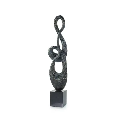 Coiled Metal Sculpture on Marble Base, Bronze