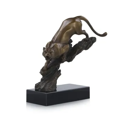 Perched Predator Sculpture on Marble Base