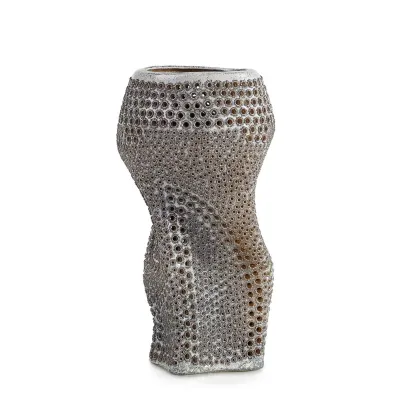 Perforated Silver Porcelain Vase