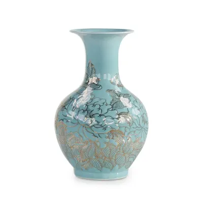 Turquoise Florals Vase