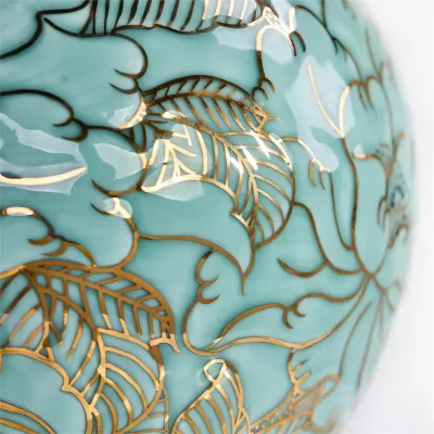 Turquoise Florals Vase