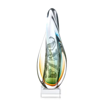 Abstract Aurora Sculpture on Crystal