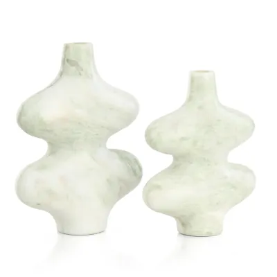 Echoed Marble Vases Set of 2