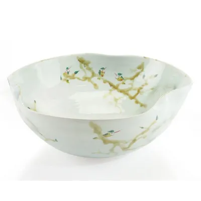 Curled-Rim Bowl in Greens and Yellows