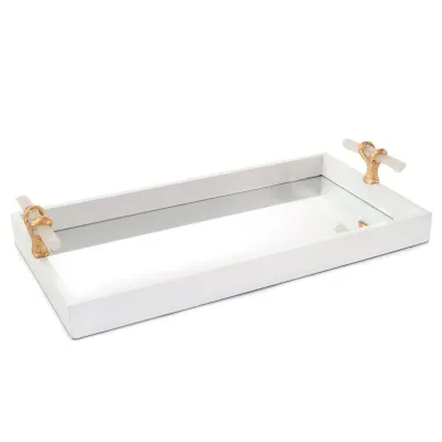 White Tray with Selenite Handles