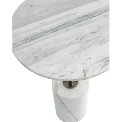 Illuminated Marble Table Floor Lamp with Polished Nickel Accents