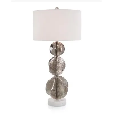 Three Flowing Wave Spheres Nickel Table Lamp