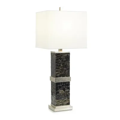 Antique Silver Table Lamp 34.5"H Dark Brown Mica And