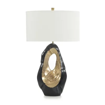 Sculpture Lamp 33.5"H Black And Metallic Gold