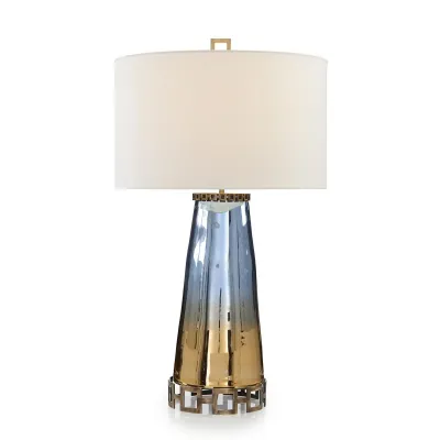 Glass Table Lamp 35.25"H Sapphire Blue And Cognac