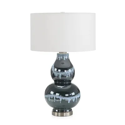Ceramic Table Lamp 29.25" H Navy Blue Rain