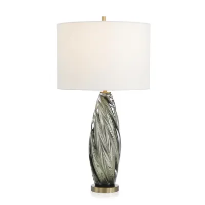 Lamp 27.75"H Olive Art Glass Table