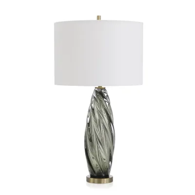 Lamp 27.75"H Olive Art Glass Table