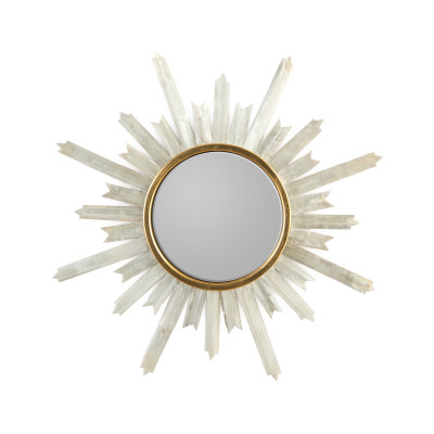 Selenite Starburst Round Mirror