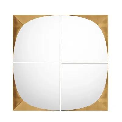 Gold Contour Mirrors, Set of 4