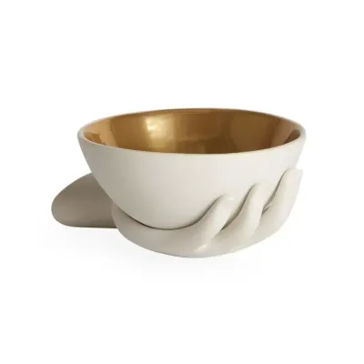 Eve Accent Bowl White/Gold Interior