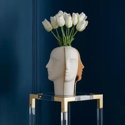 Atlas Split Vase White/Gold