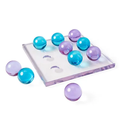 Acrylic Tic Tac Toe Set Turquoise/Purple