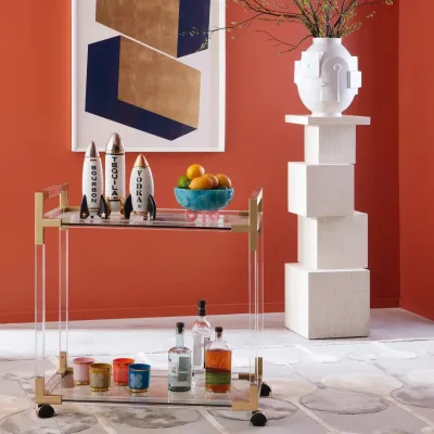 Cubist Pedestal Ivory/Mahogany