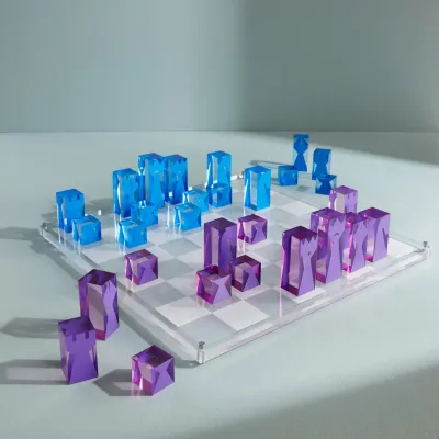 Acrylic Chess Set Blue/Purple