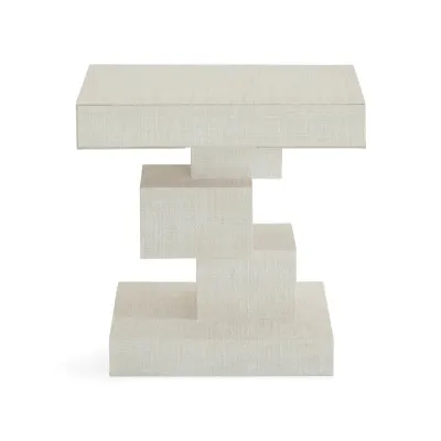 Cubist Side Table - Ivory Raffia