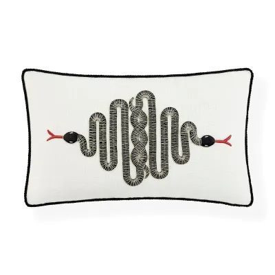 Snake Embroidered Pillow