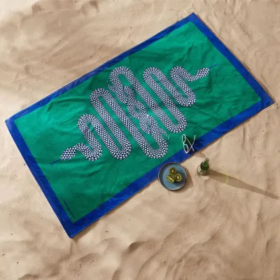 Snake Printed Beach Towel Green 40" x 70"