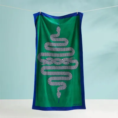Snake Printed Beach Towel Green 40" x 70"
