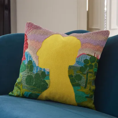 Renaissance Landscape Beaded Pillow