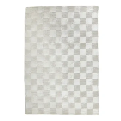 Checkerboard Hand-Loomed Ivory Rug