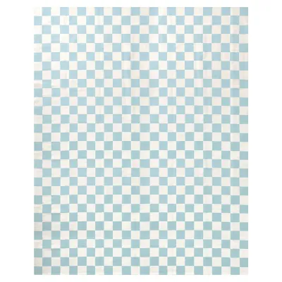 Checkerboard Small Scale Flatweave Light Blue and White Rug