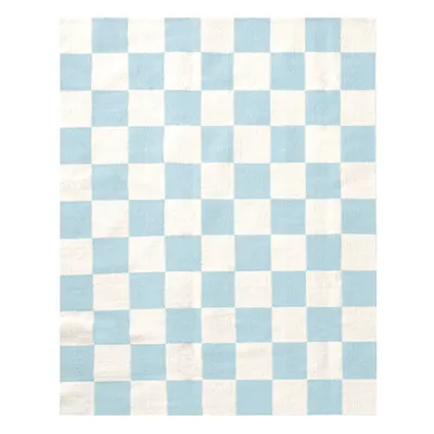 Checkerboard Large Scale Flatweave Light Blue Rug