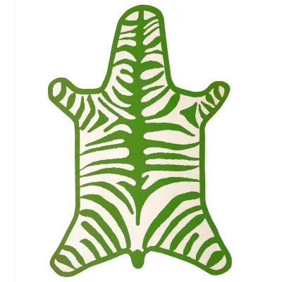 Zebra Peruvian Flatweave Rug Green