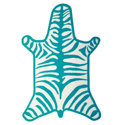 Zebra Peruvian Flatweave Rug Turquoise
