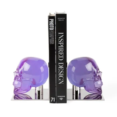 Skull Bookends Purple