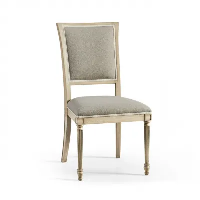 Timeless Flare Upholstered. Side Chair Flared Top in Bleached Walnut