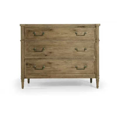 Timeless Kalpa Louis XVI Drawer Chest in Stripped Brown Chestnut 42"