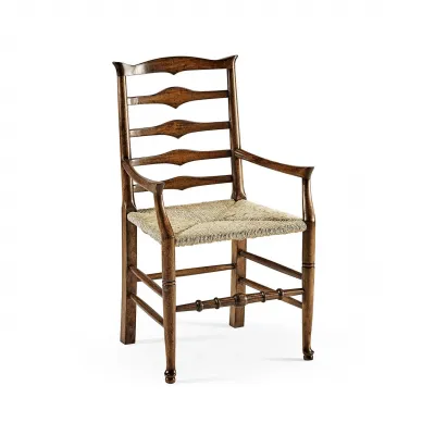 Casual Accents Walnut Triangular Ladderback Arm Chair