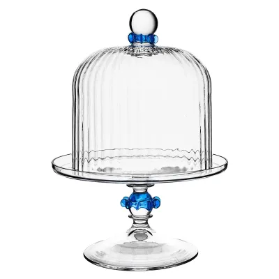 Nell Chambray Ruffle Petite Cake Dome & Stand Set