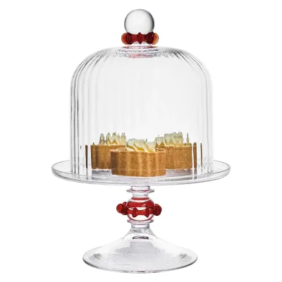 Nell Ruby Ruffle Petite Cake Dome & Stand Set