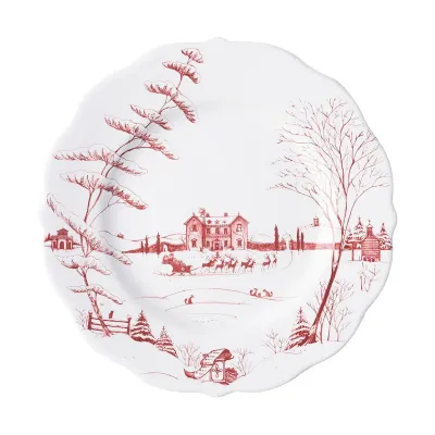 Country Estate Winter Frolic Ruby Dinner Plate